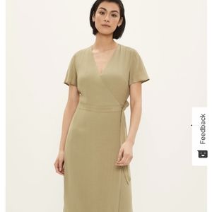 Frank & Oak Wrap Dress in Oil Green